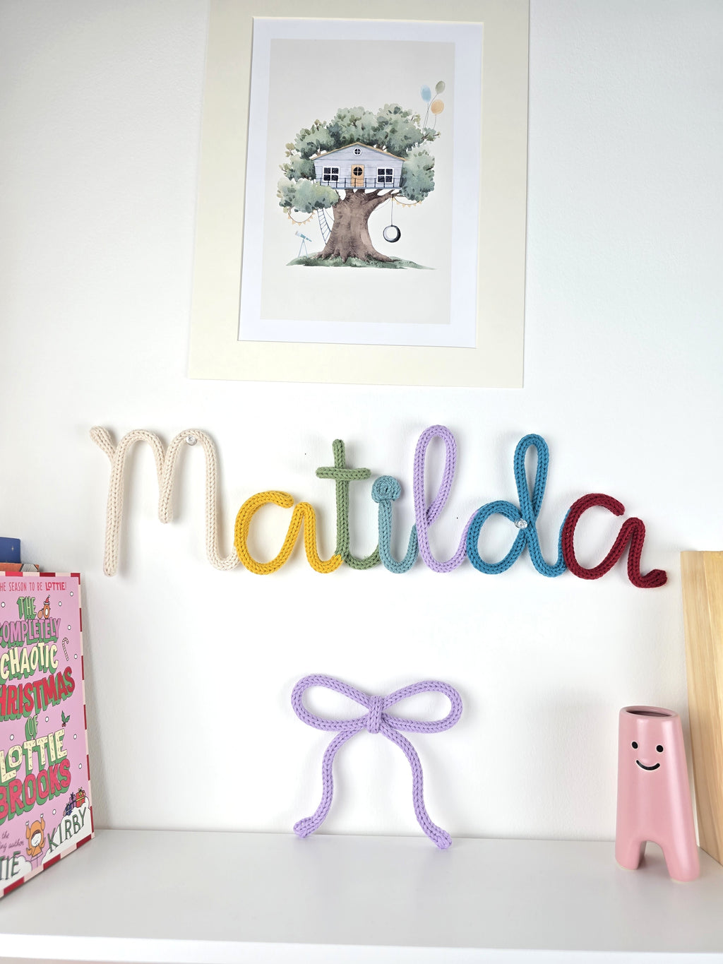 Personalised Multicoloured Knitted Wire Name Sign