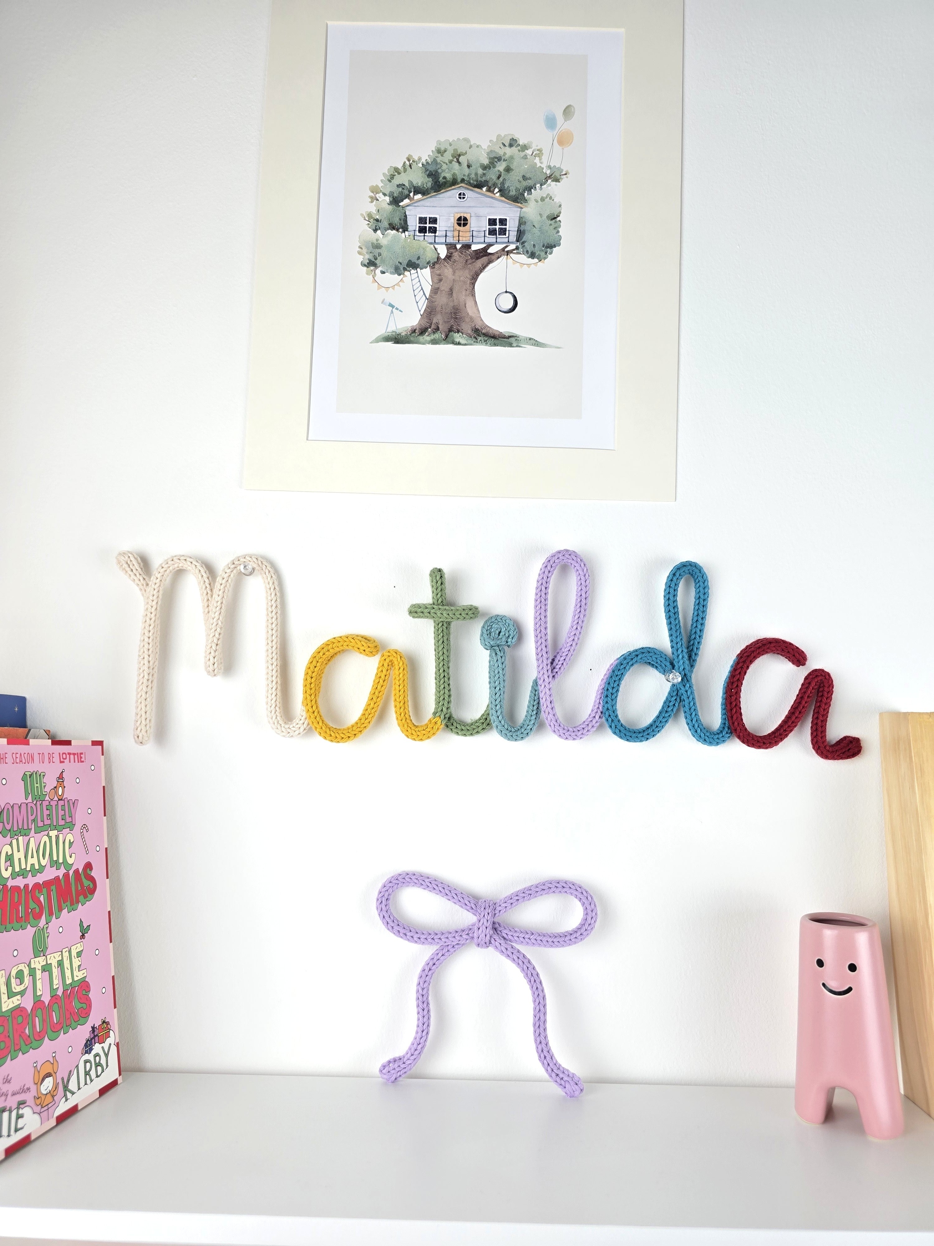 Personalised Multicoloured Knitted Wire Name Sign