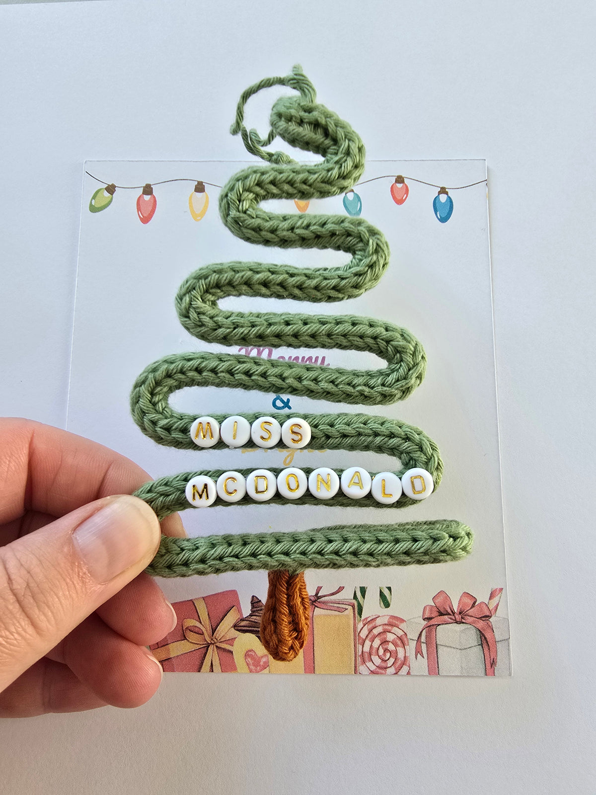 Personalised Knitted Wire Christmas Tree – Teacher & Secret Santa Gift