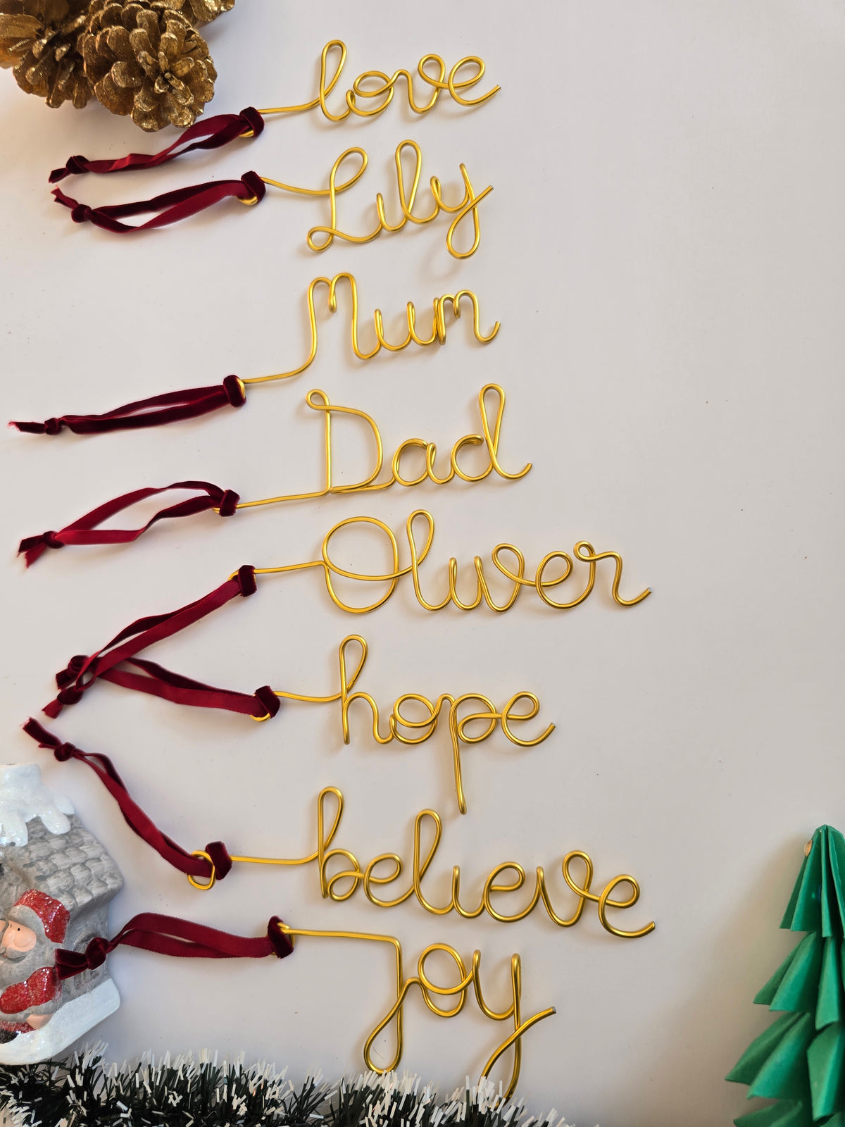 Personalised Gold Wire Christmas Stocking Tag