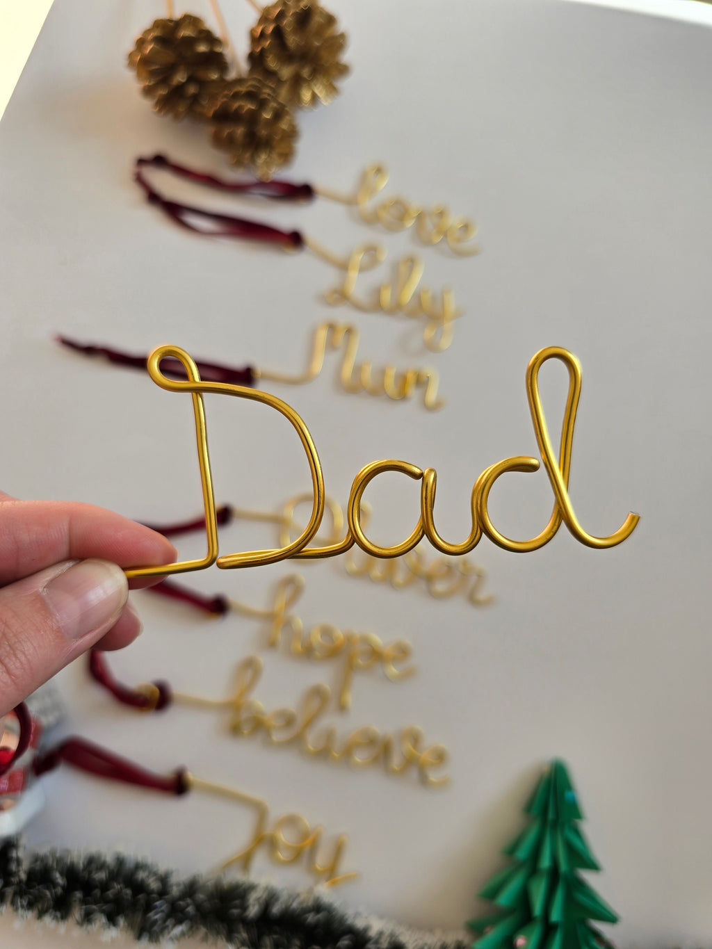 Personalised Gold Wire Christmas Stocking Tag