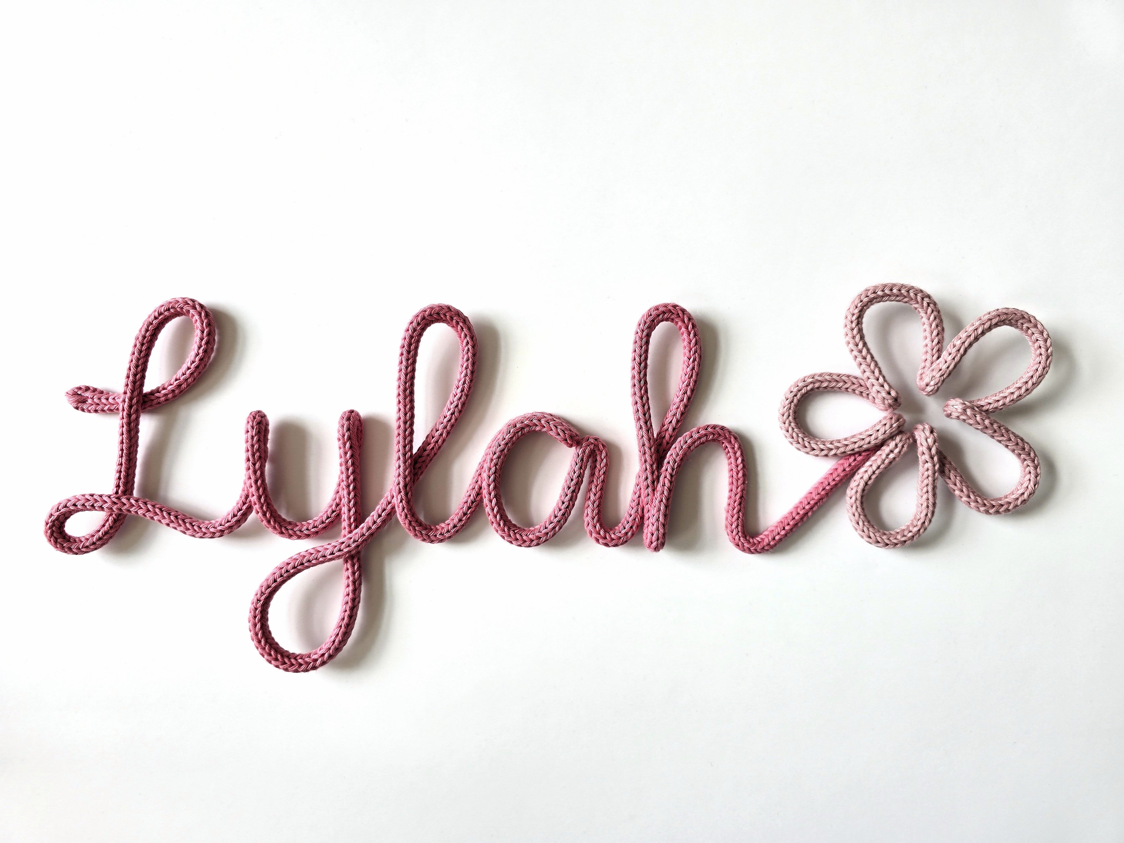 Personalised Cotton Knitted Wire Name Sign