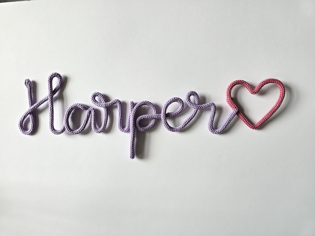 Personalised Cotton Knitted Wire Name Sign