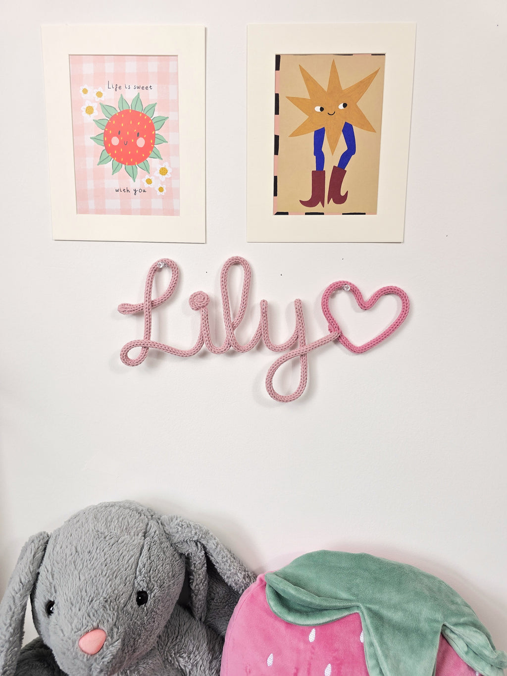 Personalised Cotton Knitted Wire Name Sign