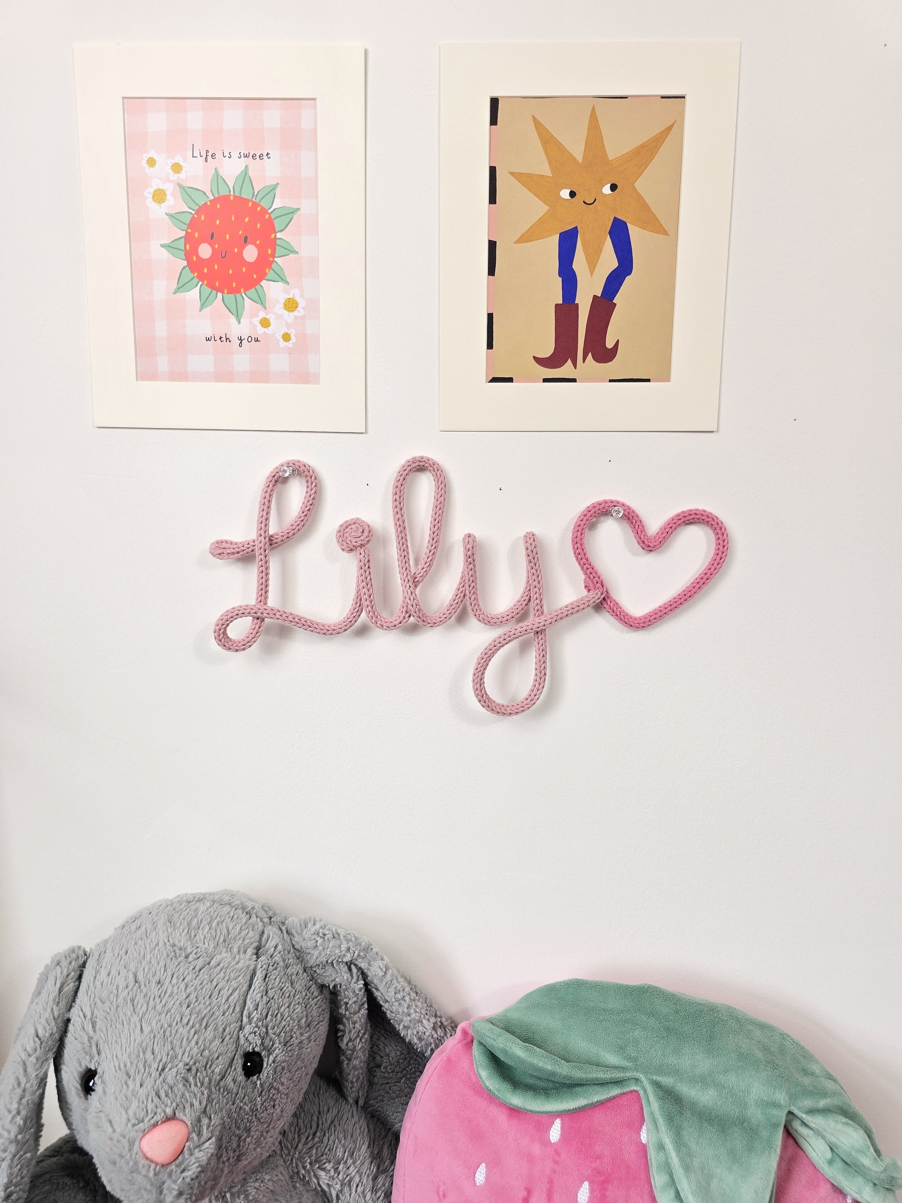 Personalised Cotton Knitted Wire Name Sign