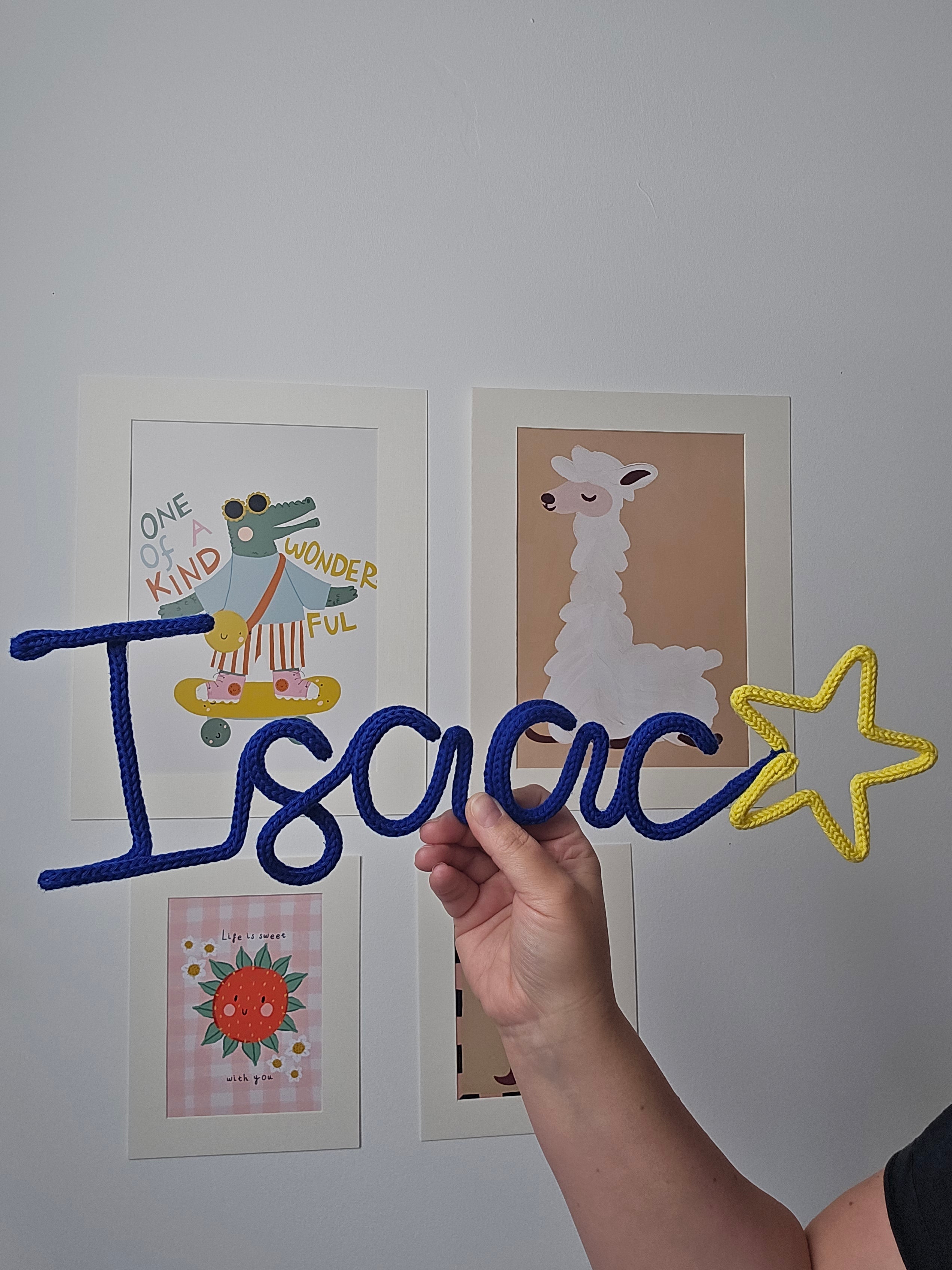 Personalised Knitted Wire Name Sign with Shape Ending