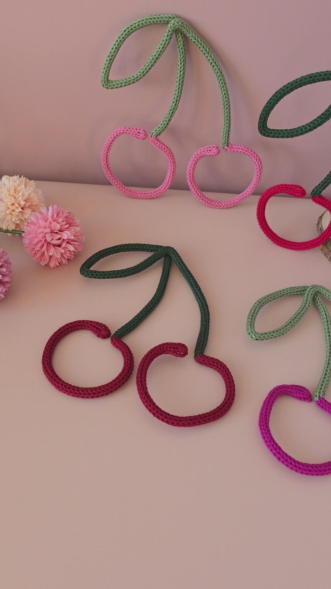 Handmade Knitted Wire Cherry Wall Decor
