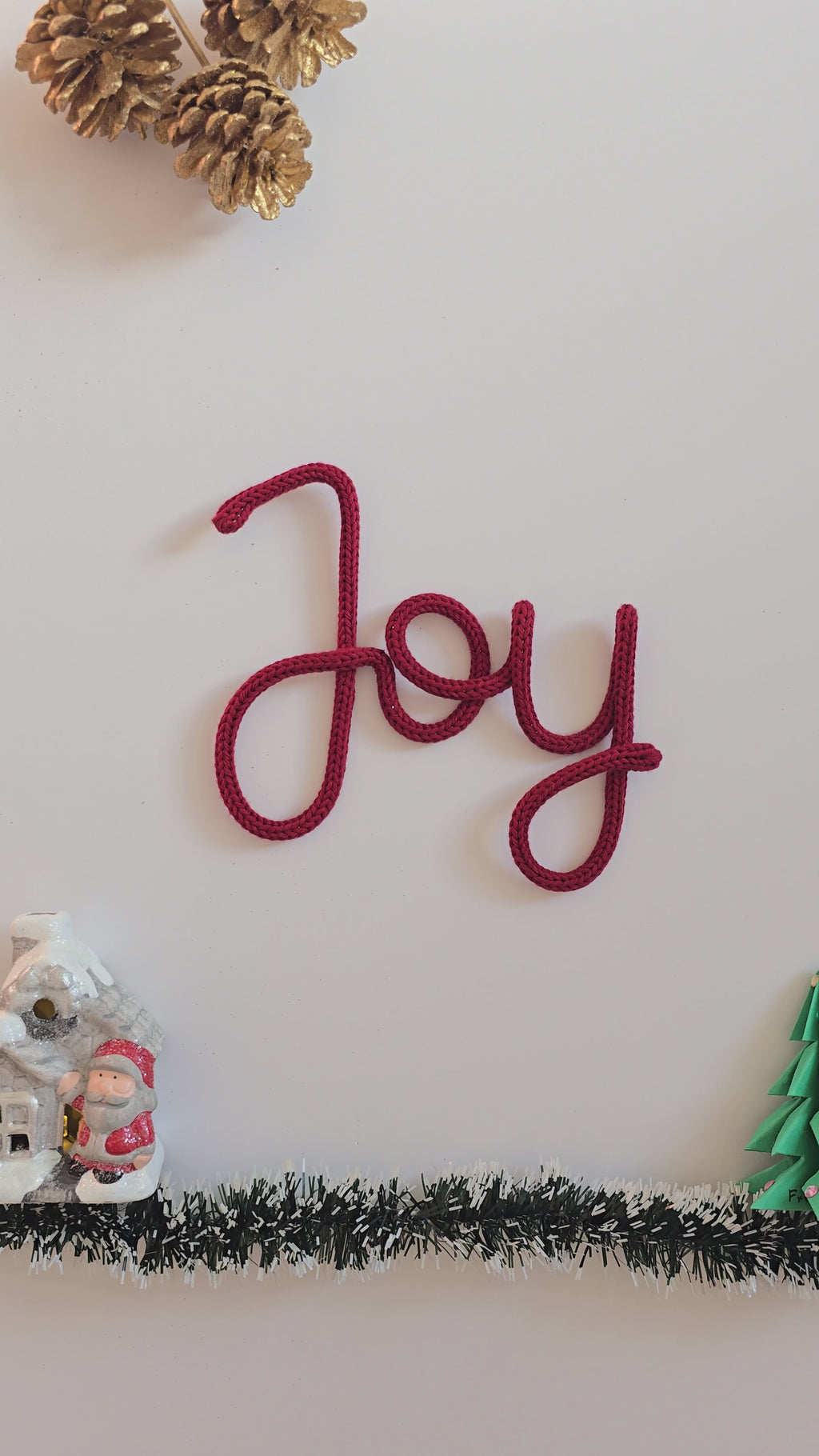 JOY Knitted Wire Christmas Sign