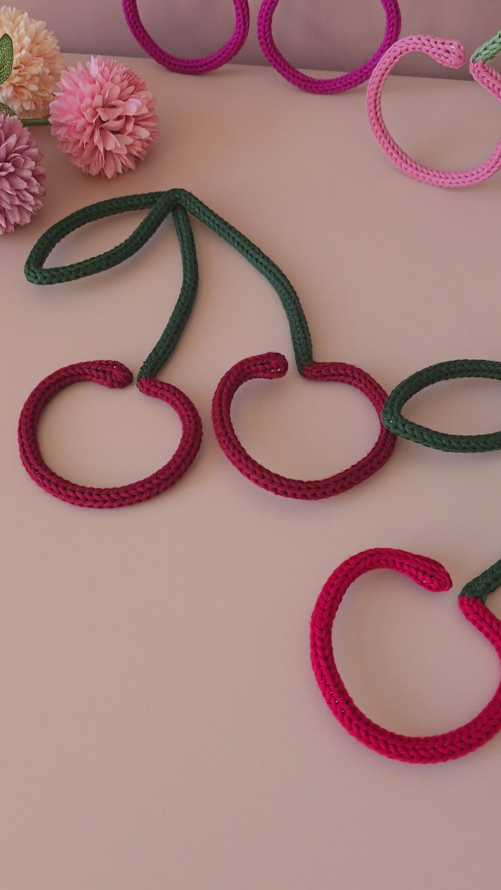 Handmade Knitted Wire Cherry Wall Decor
