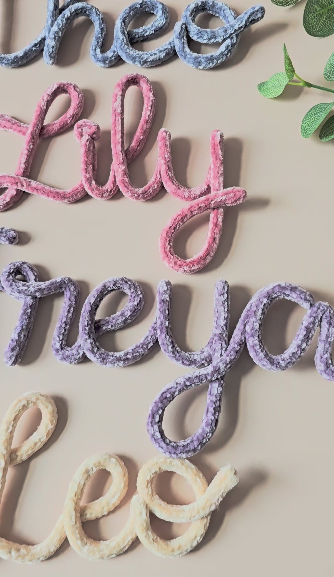 Personalised Velvet Knitted Wire Name Sign