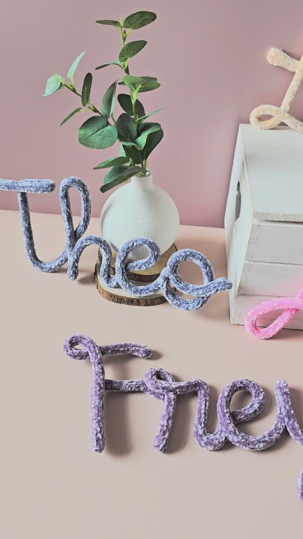 Personalised Velvet Knitted Wire Name Sign