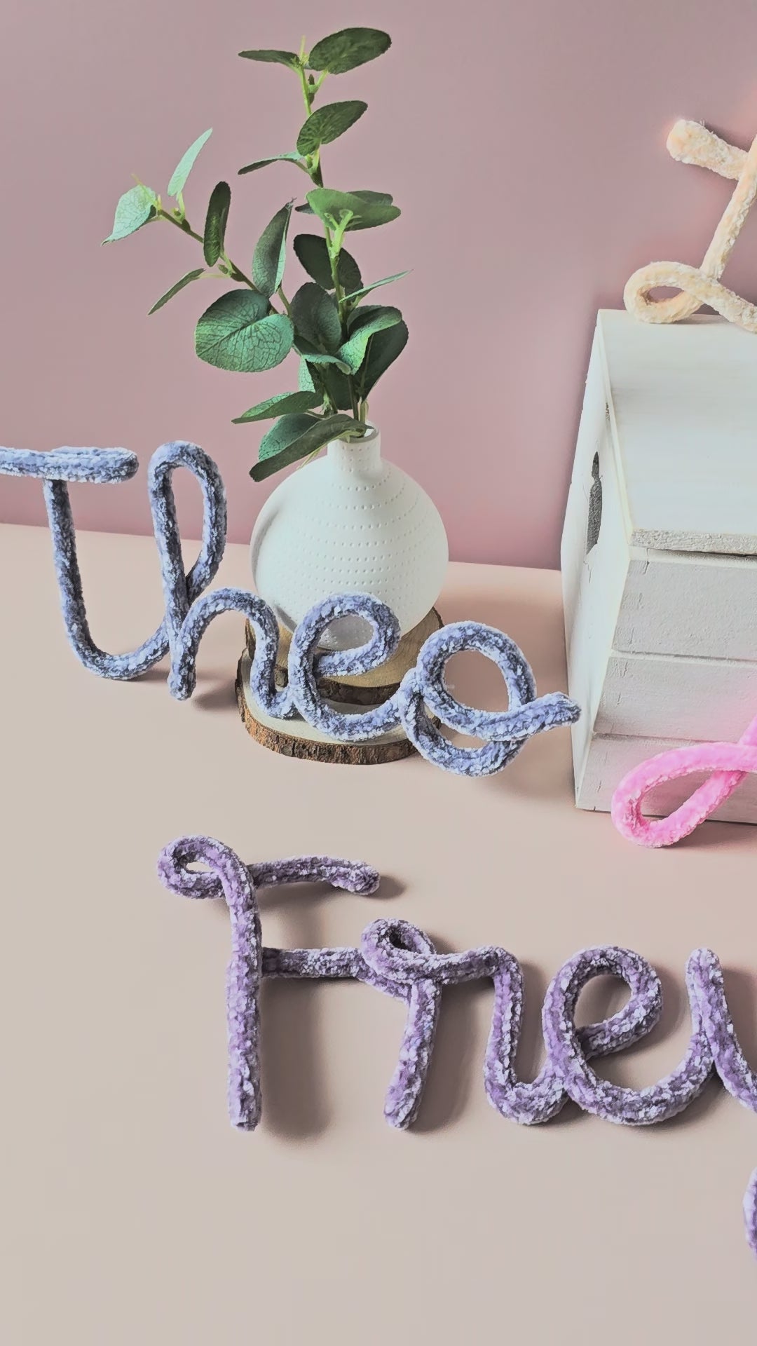 Personalised Velvet Knitted Wire Name Sign