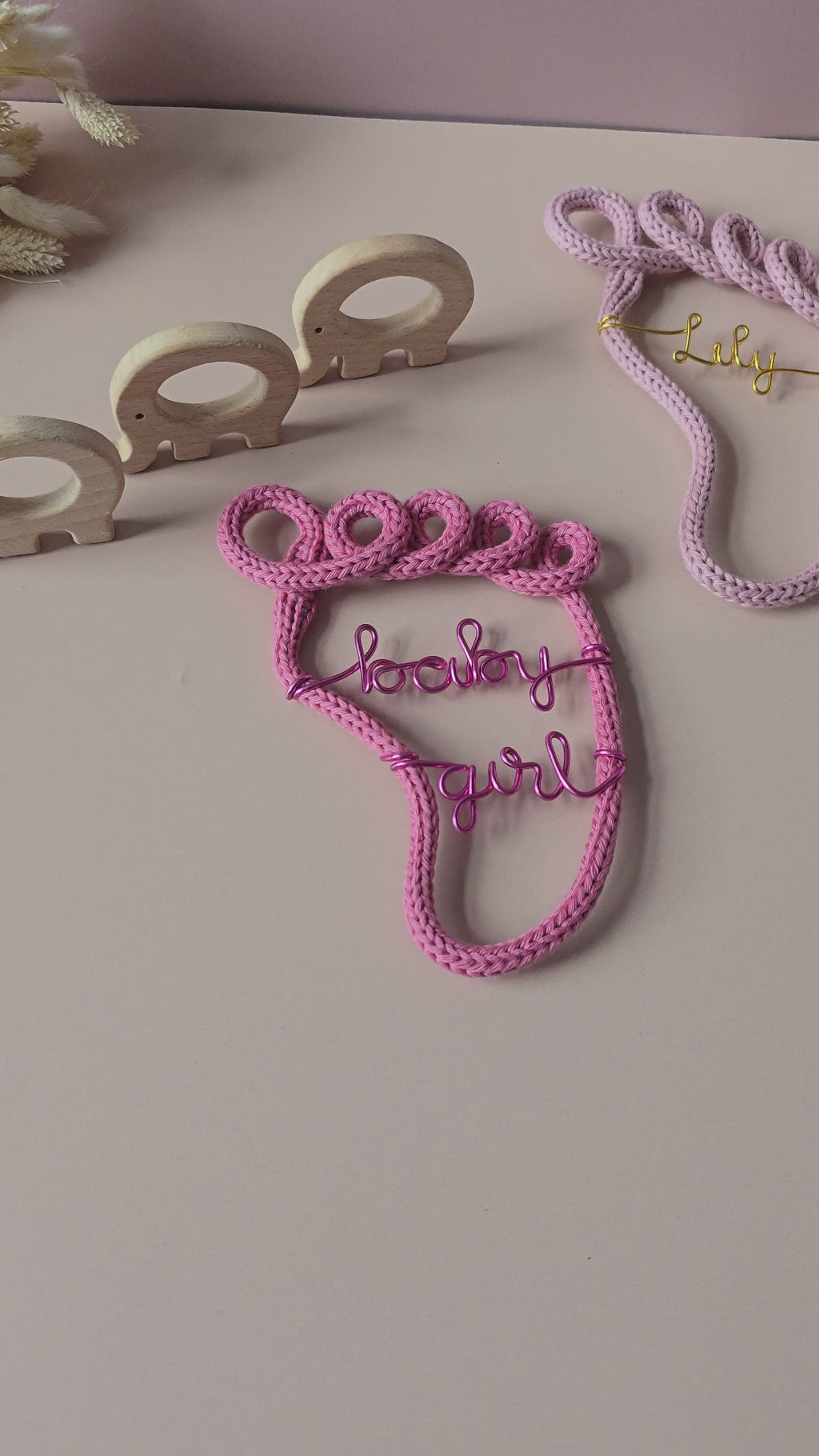 Personalised Knitted Wire Baby Footprint Sign