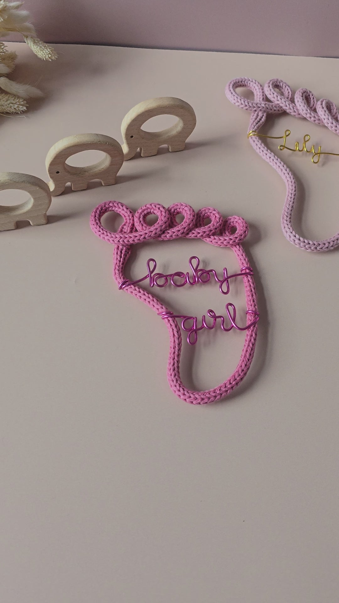 Personalised Knitted Wire Baby Footprint Sign