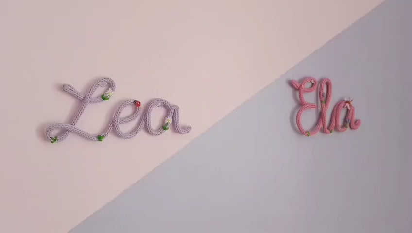 Personalised Embroidered Knitted Wire Name Sign