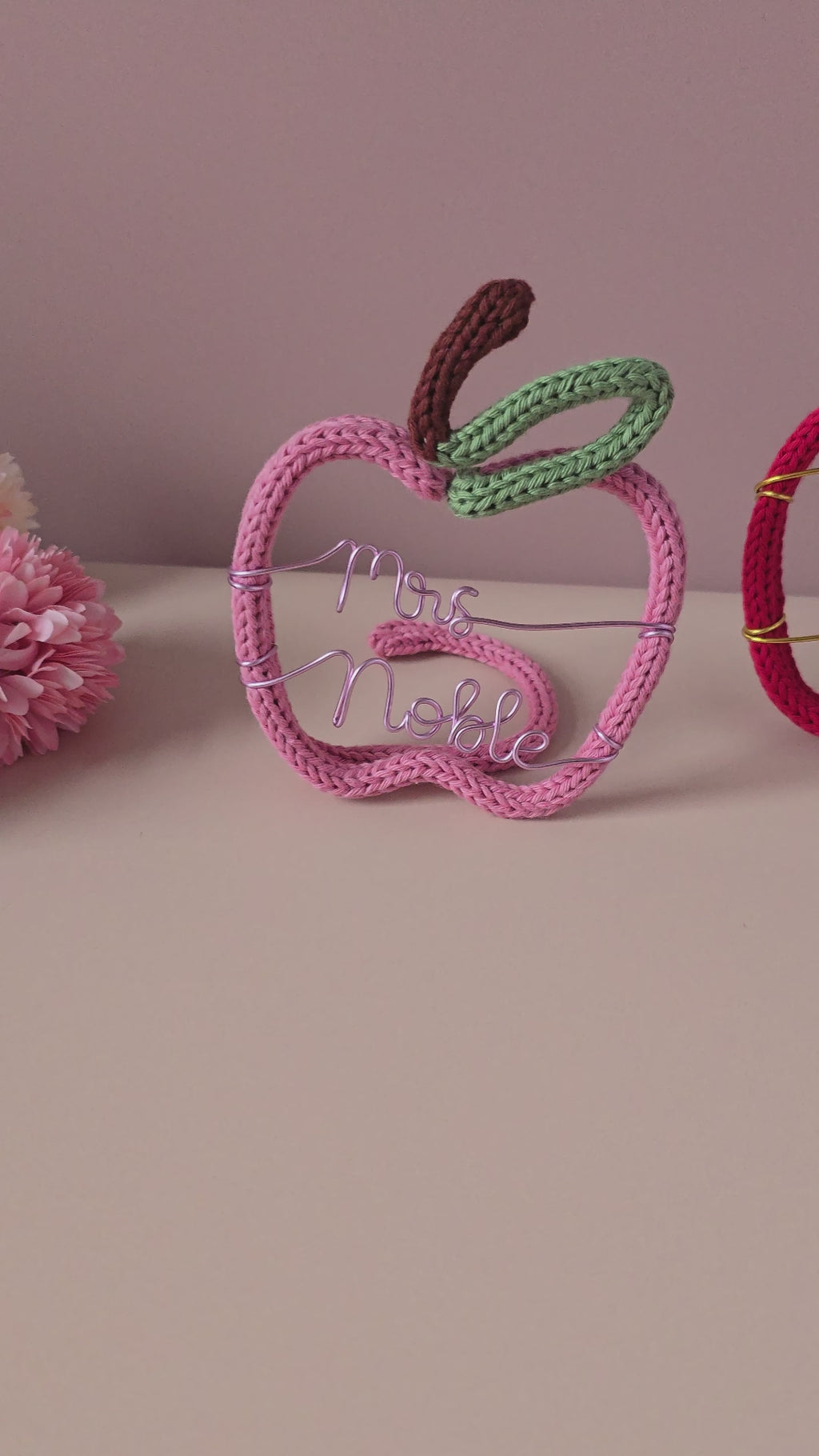 Knitted Wire Teacher Apple Gift