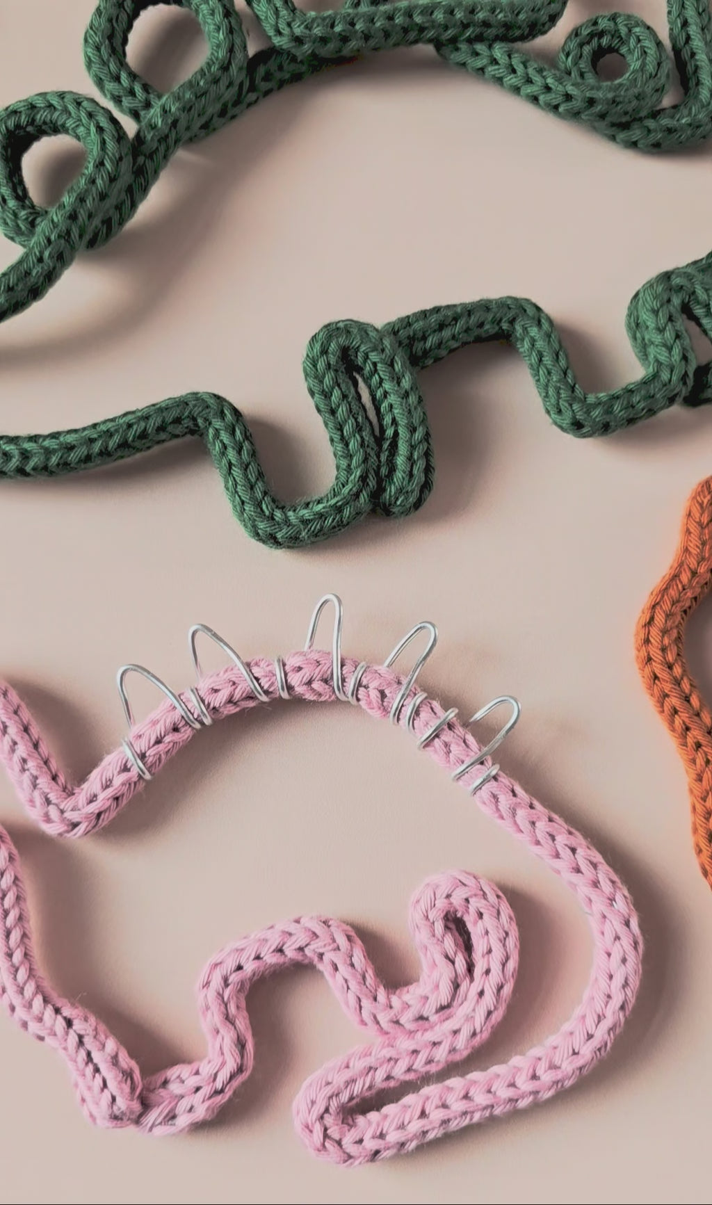 Knitted Wire Dinosaur Wall Decor