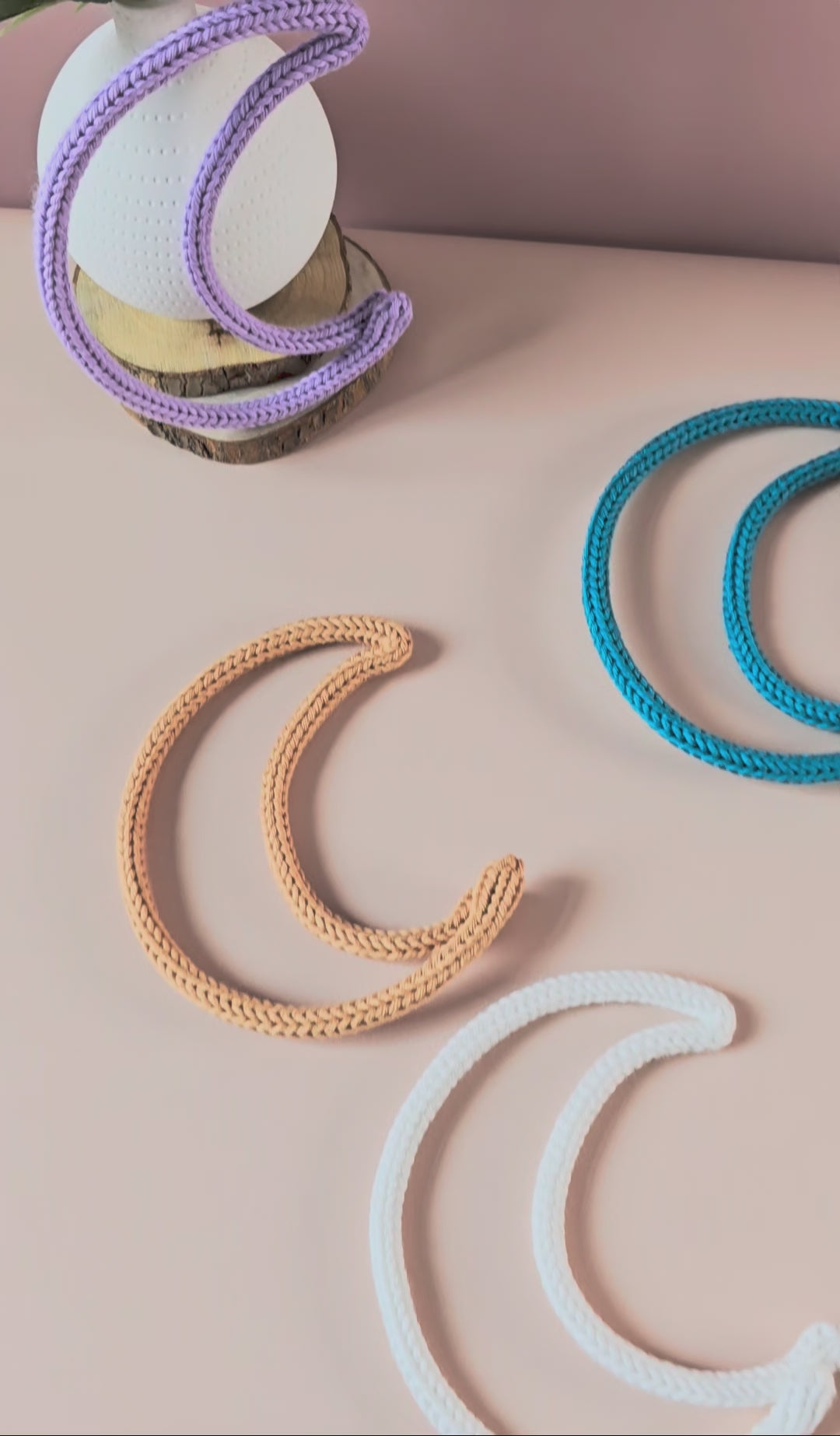 Knitted Wire Moon Wall Decor