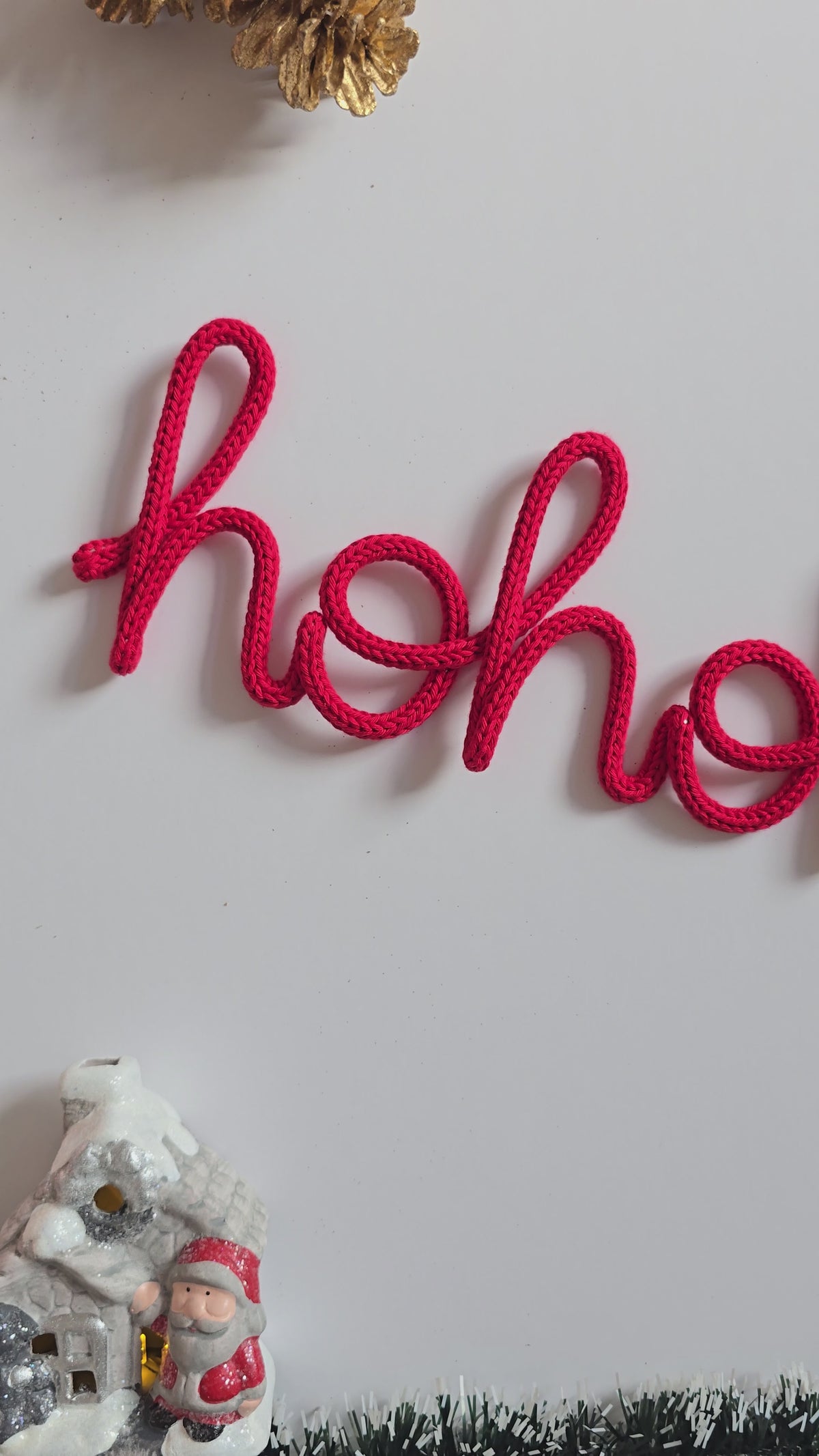 HO HO HO Knitted Wire Christmas Sign