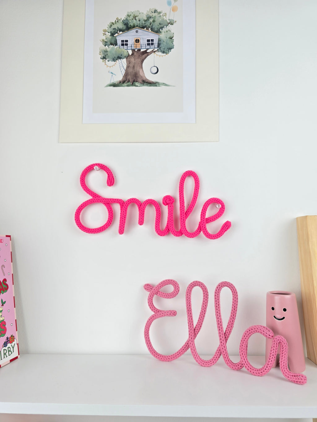 Smile Knitted Wire Sign | Handmade Nursery Wall Decor