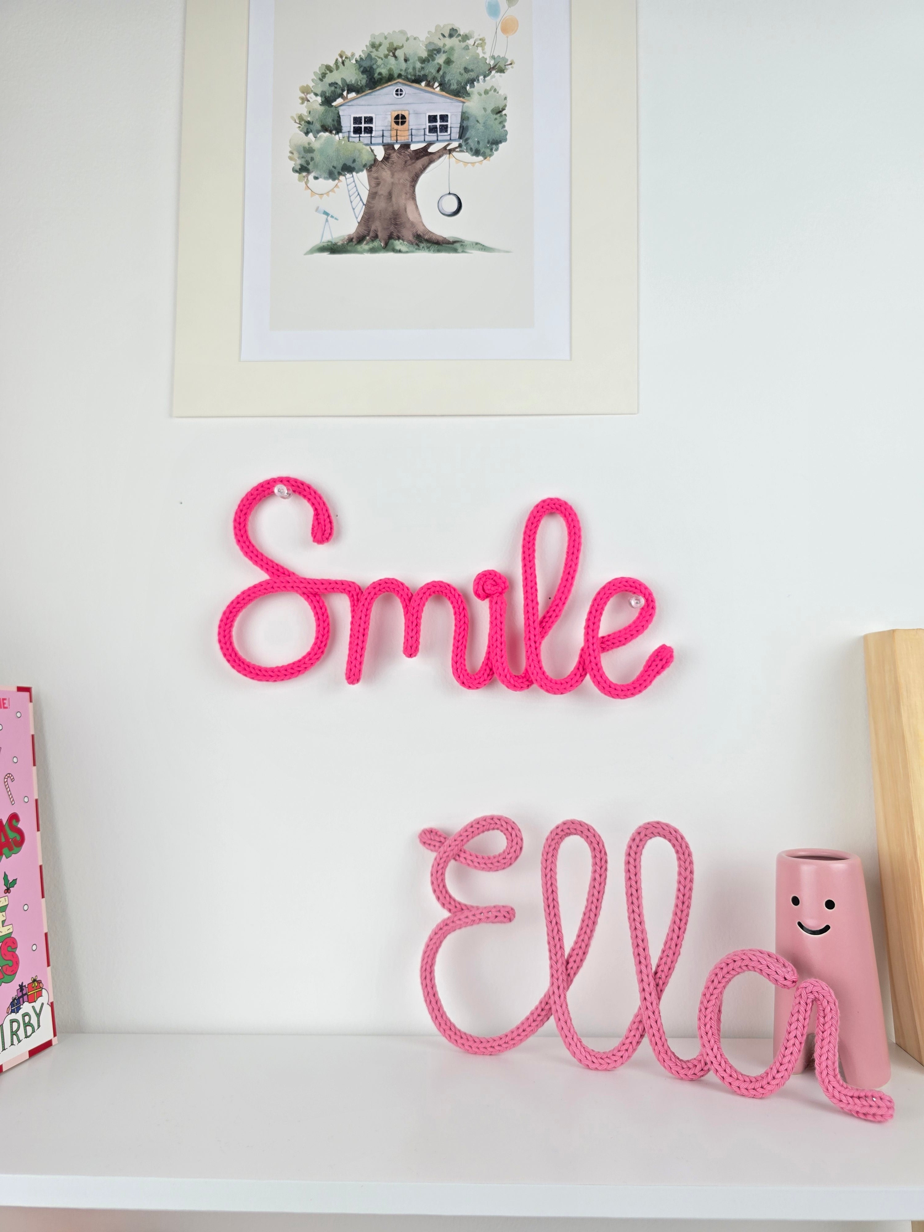 Smile Knitted Wire Sign | Handmade Nursery Wall Decor