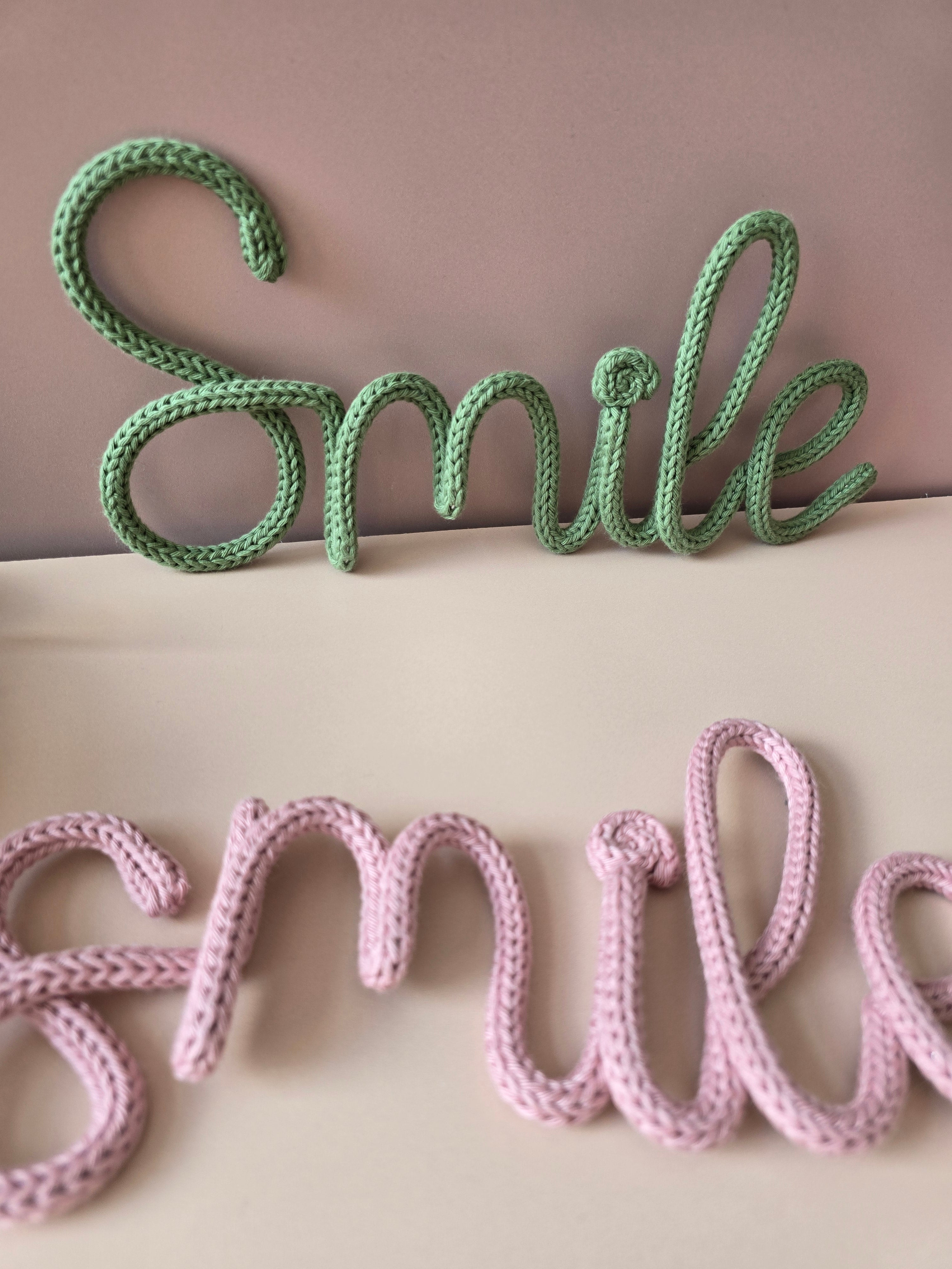 Smile Knitted Wire Sign | Handmade Nursery Wall Decor