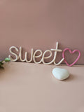 Handmade Sweetheart knitted wire sign with pink heart
